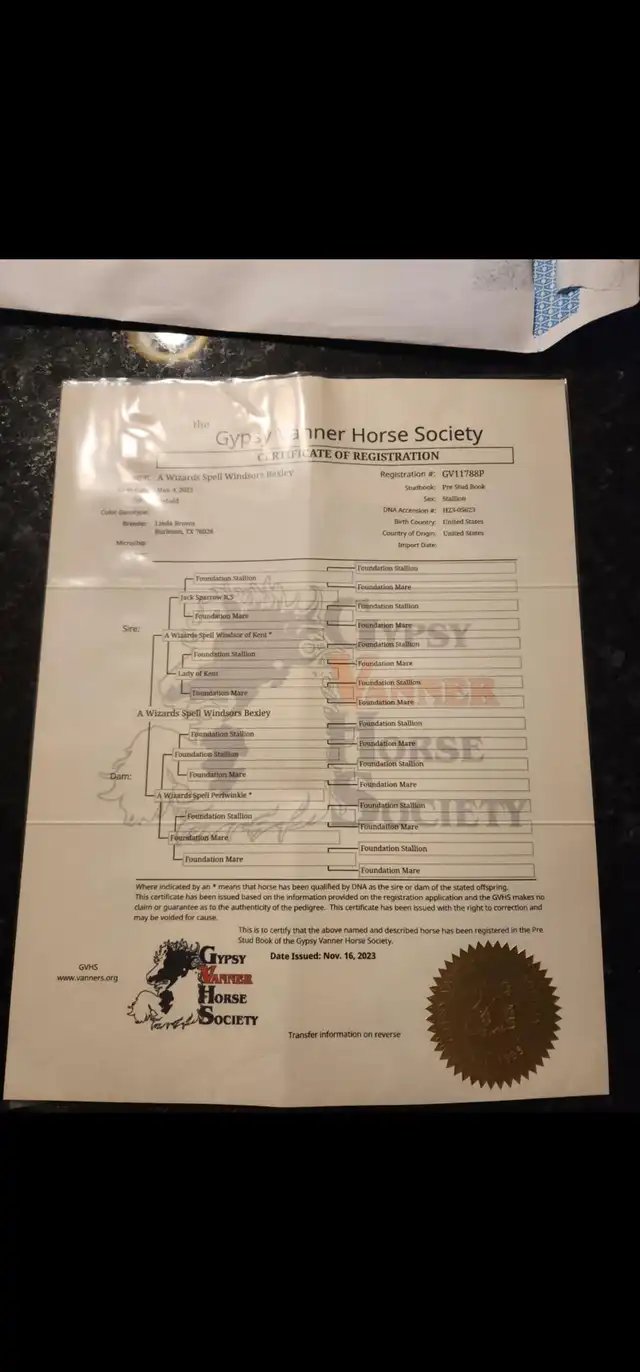 Registration Pedigree - Media (1869)