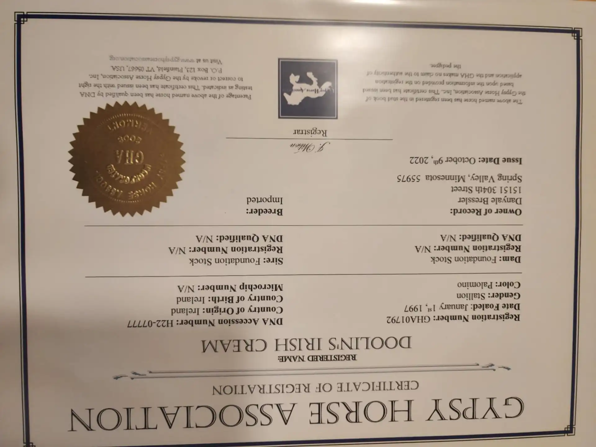 Registration Pedigree - Media (2196)