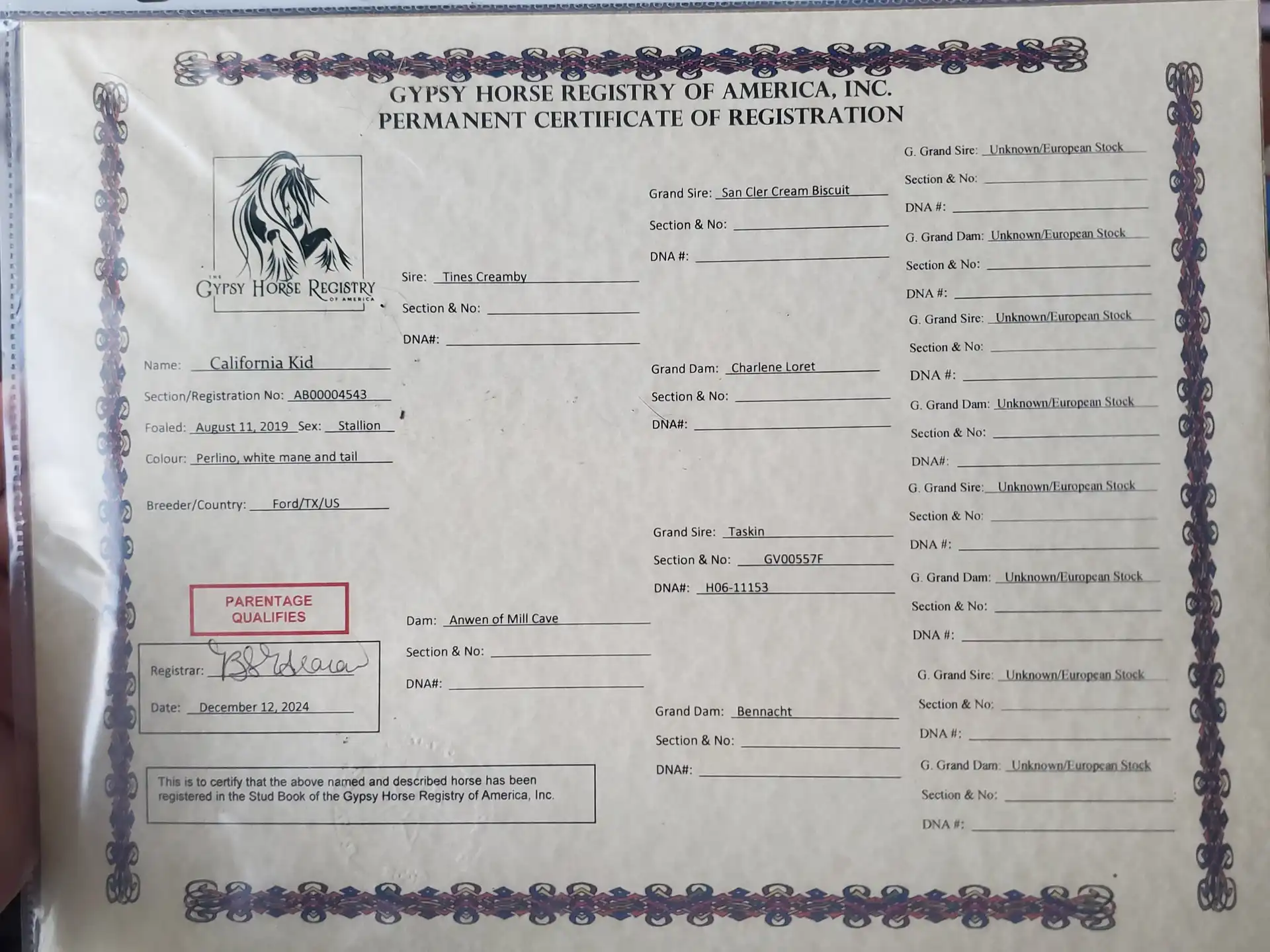 Registration Pedigree - Media (1754)