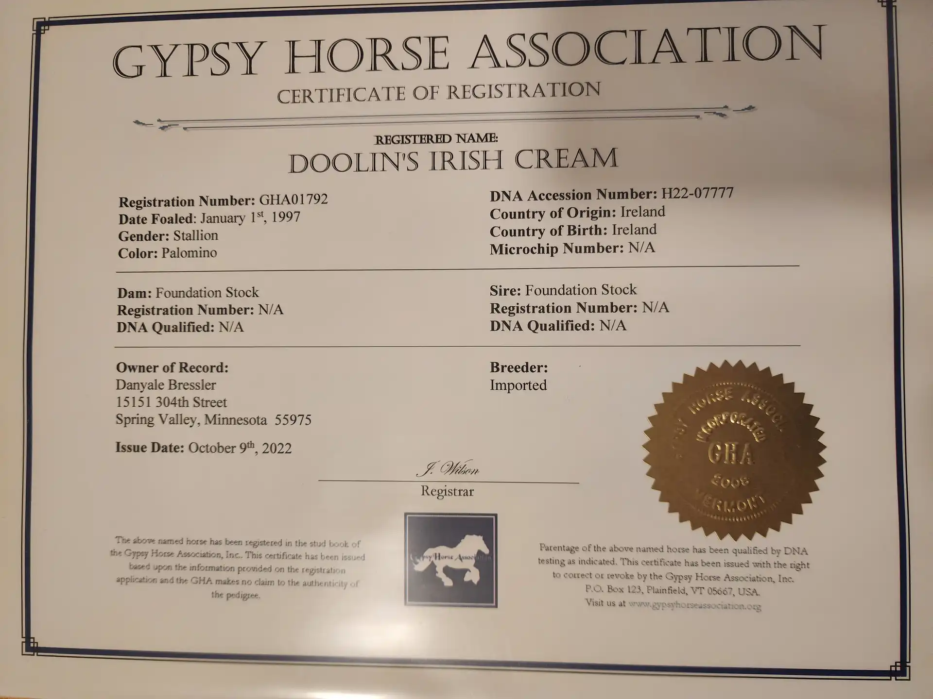 Registration Pedigree - Media (2181)